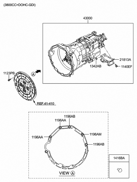 2012 Hyundai Genesis Coupe Transmission Assembly-Manual Diagram for 43000-25250