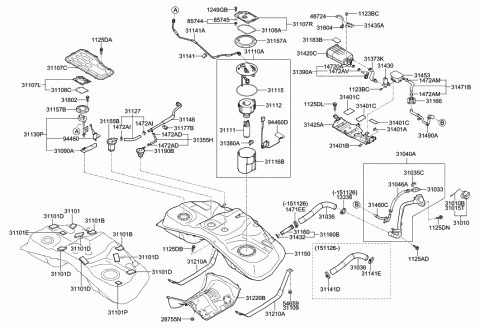 2016 Hyundai Genesis Coupe Bracket-Filler Neck Diagram for 31033-2H500