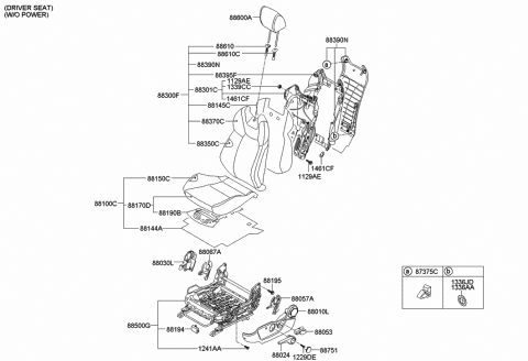 2015 Hyundai Sonata Hybrid Pad Assembly-Front Seat Back Drive Diagram for 88307-4R000