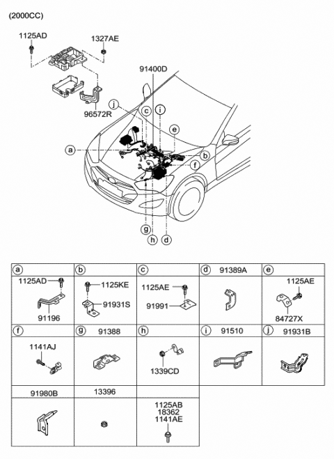2012 Hyundai Genesis Coupe Wiring Assembly-Control Diagram for 91470-2M083
