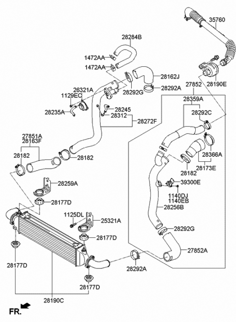 2014 Hyundai Genesis Coupe Hose-INTERCOOLER Inlet B Diagram for 28283-2C101