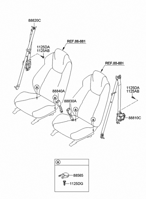 2014 Hyundai Genesis Coupe Buckle Assembly-Front Seat Belt,LH Diagram for 88830-2M000-9P