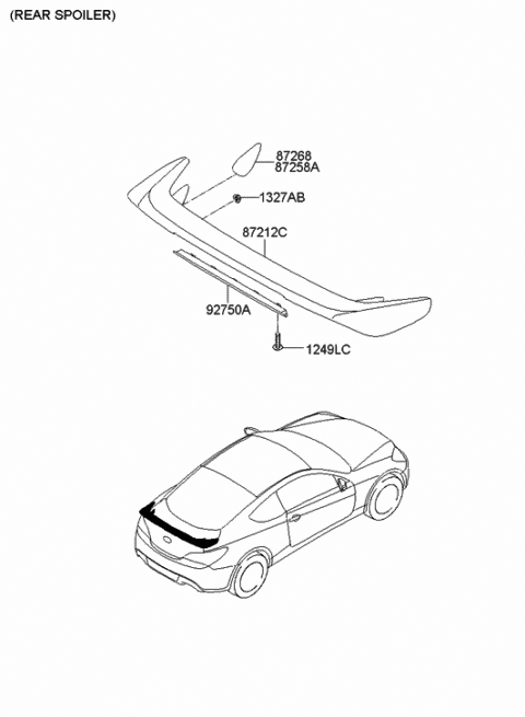 2015 Hyundai Genesis Coupe Pad-Rear Spoiler,LH Diagram for 87257-2M001