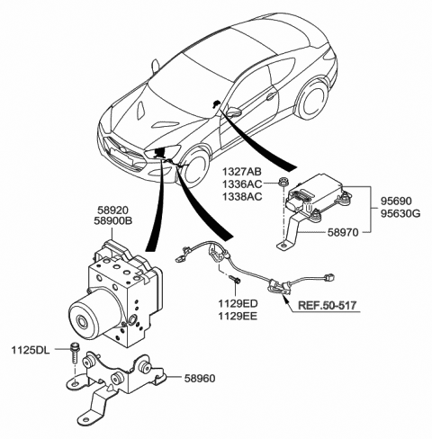 2016 Hyundai Genesis Coupe Bracket-Hydraulic Module Diagram for 58960-2M700