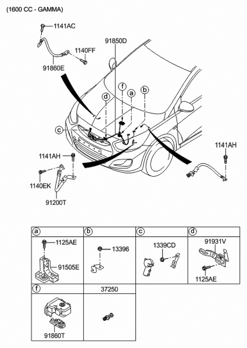 2015 Hyundai Accent Wiring Assembly-Battery Diagram for 91850-1R214