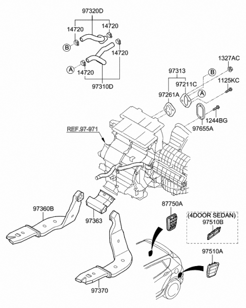 2017 Hyundai Accent Heater System-Duct & Hose Diagram