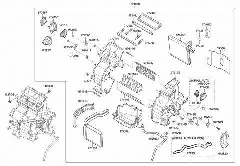 2016 Hyundai Accent Heater & Evaporator Assembly Diagram for 97205-1R223
