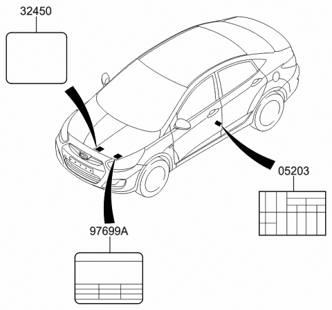 2016 Hyundai Accent Label-Emission Control Diagram for 32450-2B586