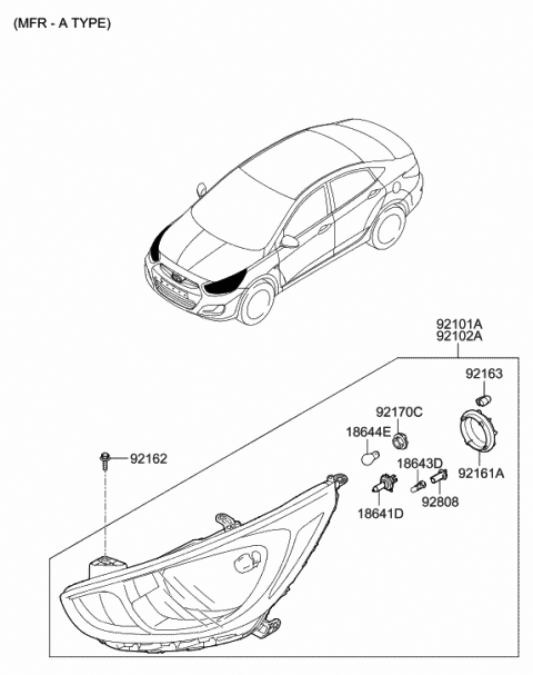 2017 Hyundai Accent Head Lamp Diagram 1