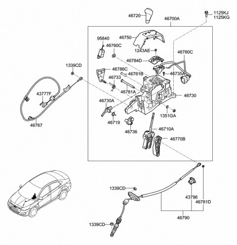 2015 Hyundai Accent Switch Assembly-Parking Position Diagram for 46760-1R101