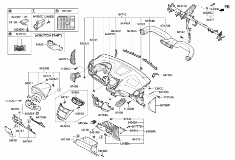 2015 Hyundai Accent Panel-Center Facia Diagram for 84740-1R250