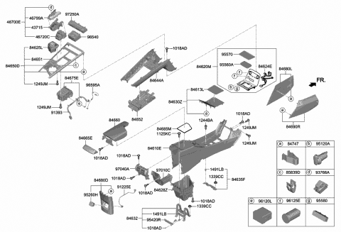 2020 Hyundai Nexo Console Armrest Assembly Diagram for 84660-M5000-YPK