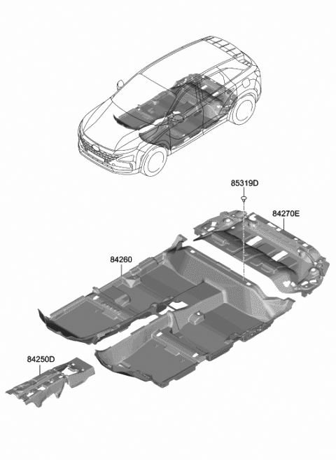 2019 Hyundai Nexo Carpet Assembly-Floor,RR Diagram for 84265-M5000-SRX