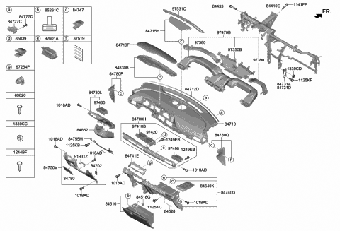 2019 Hyundai Nexo Pad-Crash Pad Main Diagram for 84714-M5000