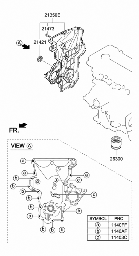 2019 Hyundai Accent Cover Assembly-Timing Chain Diagram for 21350-2B703