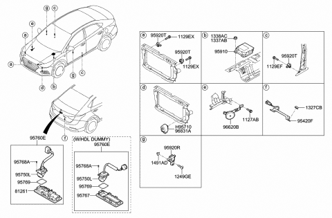 2018 Hyundai Accent Rear Camera & Trunk Lid Handle Assembly Diagram for 95760-J0400