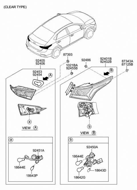 2020 Hyundai Accent Lamp Assembly-Rear Combination Inside,LH Diagram for 92403-J0010