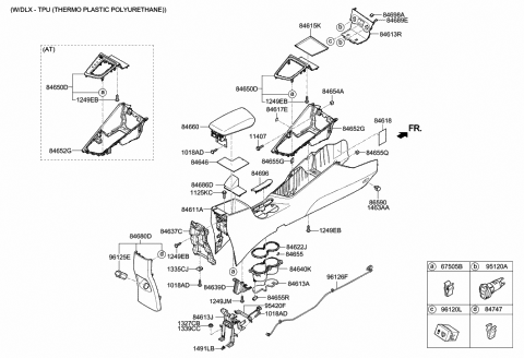 2020 Hyundai Accent Cover-Parking Brake Lever Diagram for 84614-J0000