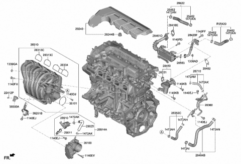 2020 Hyundai Accent Valve Assembly-EGR Diagram for 28410-2M330