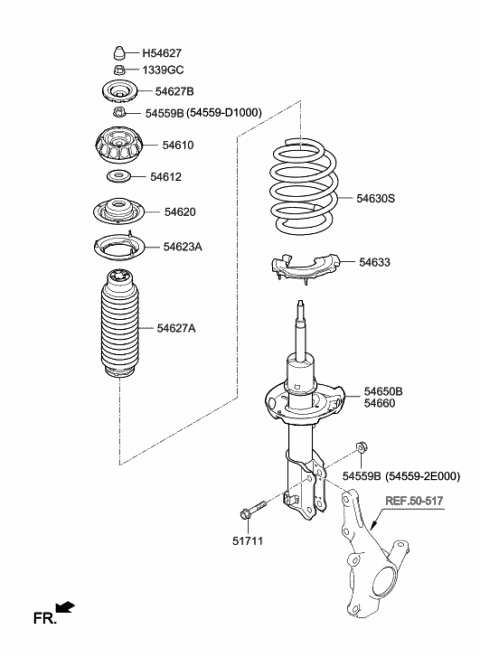 Front Genuine Hyundai 54660-21121 Strut Assembly Right Front Genuine Hyundai 54660-21121 Strut Assembly Right