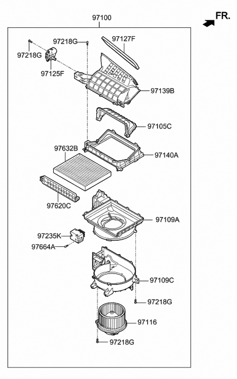 2020 Hyundai Accent Motor & Fan Assembly-A/C Blower Diagram for 97113-H9100