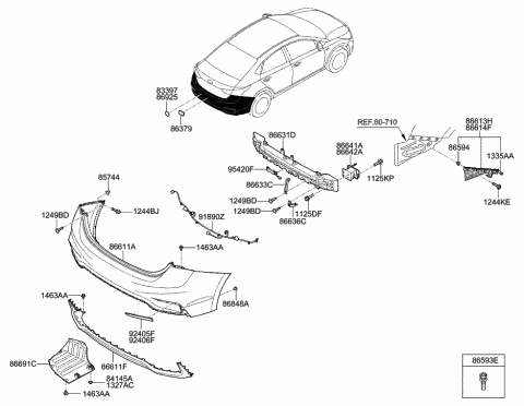 Hyundai 86637-J0000 Bracket-Rear Beam Lower Mounting