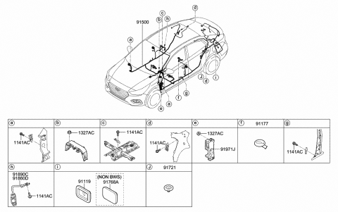 2020 Hyundai Accent Wiring Assembly-Earth Diagram for 91860-H9300