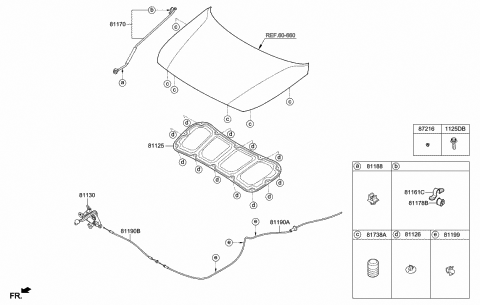 2018 Hyundai Accent Latch Assembly-Hood Diagram for 81130-H5010