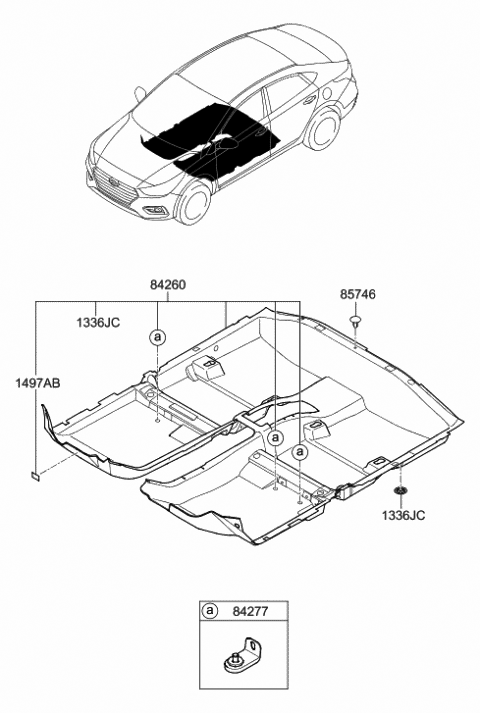 2018 Hyundai Accent Carpet Assembly-Floor Diagram for 84260-H9000-TRY
