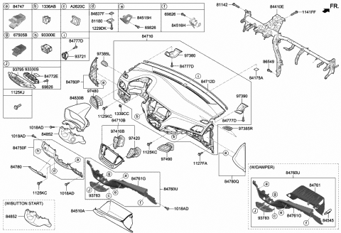 2019 Hyundai Accent Plate-Push Button Switch Guide Diagram for 84737-J0000