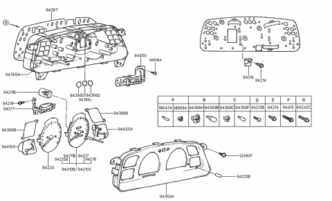 1990 Hyundai Scoupe SPEEDOMETER Assembly(Mph) Diagram for 94310-23061