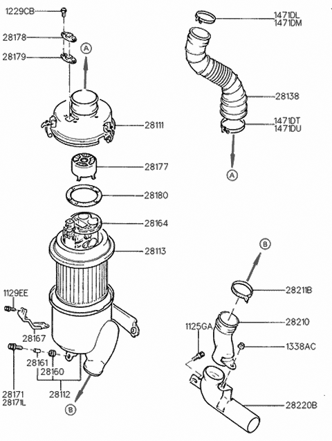 1994 Hyundai Scoupe Cover-Air Cleaner Diagram for 28111-24510