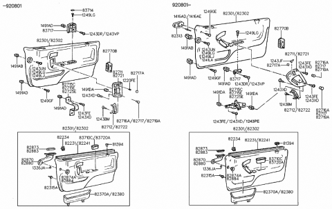 1992 Hyundai Scoupe Fastener-Door Trim Diagram for 82315-21010