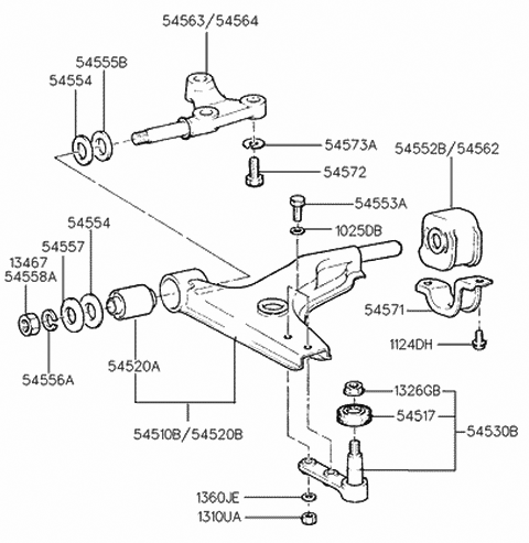 Hyundai 54564-24A00 Shaft-Lower Arm Mounting,LH