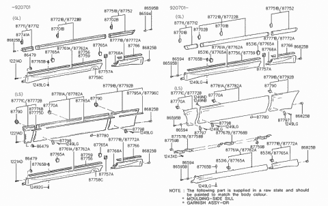 1991 Hyundai Scoupe Bracket-Side SILL Molding Mounting Rear Diagram for 87768-23200