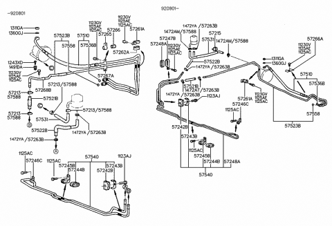 1993 Hyundai Scoupe Rubber-Tube Mounting Diagram for 57248-23500