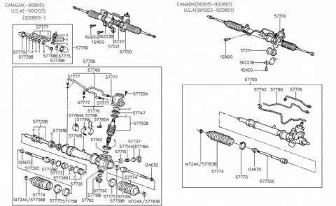 1994 Hyundai Scoupe Bolt Diagram for 57725-24000