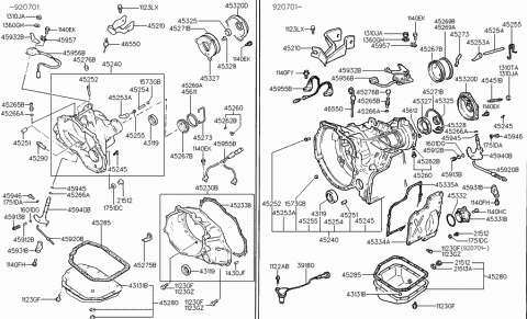 1990 Hyundai Scoupe Cover Assembly-Case Rear Diagram for 45320-22001