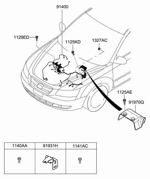 2007 Hyundai Sonata Wiring Assembly-Engine Control Module Diagram for 91400-0A031