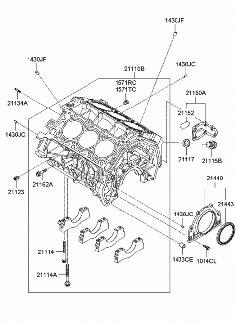2007 Hyundai Sonata Block Assembly-Cylinder Diagram for 3Q13M-25A07-C