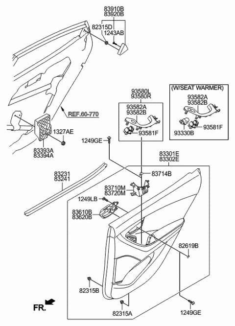 2015 Hyundai Elantra Cover Assembly-Rear Door Delta Inner,RH Diagram for 83920-3X000