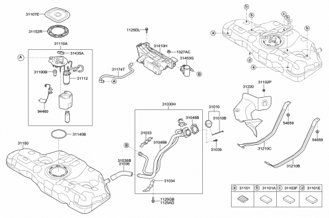 2014 Hyundai Elantra Band Assembly-Fuel Tank RH Diagram for 31211-3Y000