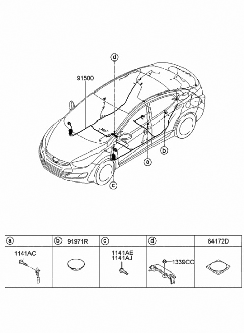 2014 Hyundai Elantra Wiring Assembly-Floor Diagram for 91502-3Y020