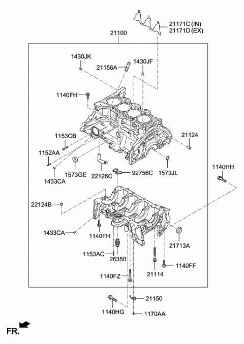 2014 Hyundai Elantra Block Assembly-Cylinder Diagram for 3D023-2EU00-A