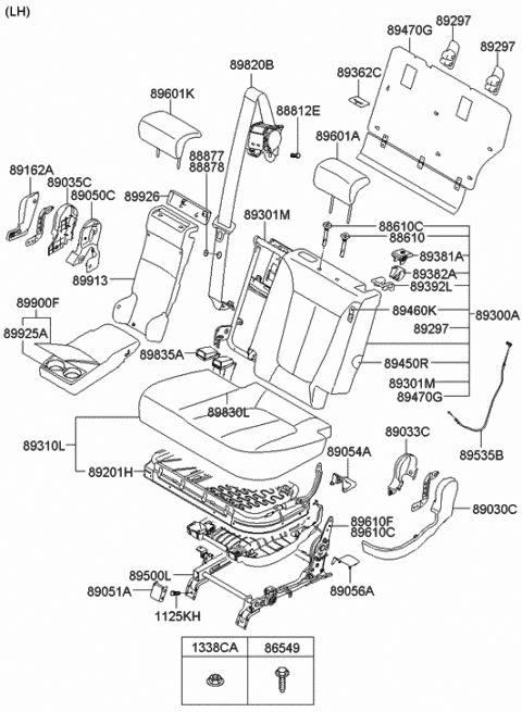 2009 Hyundai Santa Fe Cover Assembly-2ND Back ARMREST,LH Diagram for 89324-0W500-J4