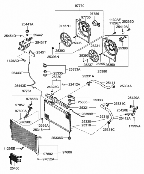 2009 Hyundai Santa Fe Blower Assembly-Conderser Diagram for 97730-2B000