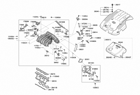 2008 Hyundai Santa Fe Hose-Vacuum Diagram for 17905-30085
