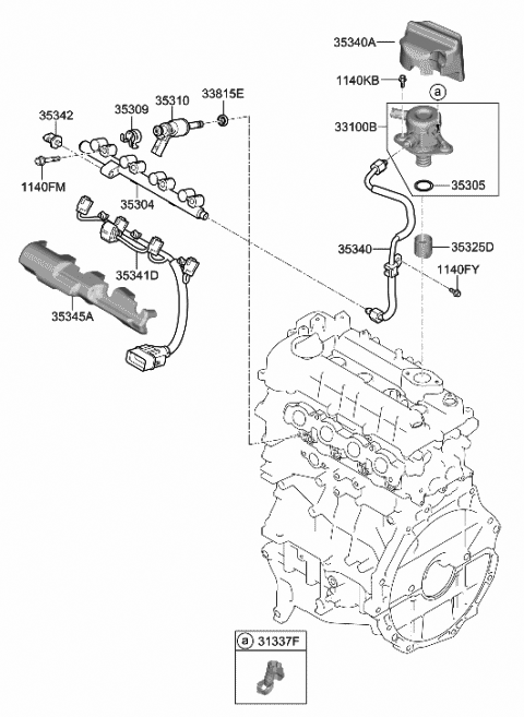 2020 Hyundai Ioniq Injector-Foam Diagram for 35345-03HA0