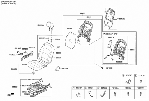2020 Hyundai Ioniq Front Right-Hand Seat Back Covering Assembly Diagram for 88460-G2035-WSC