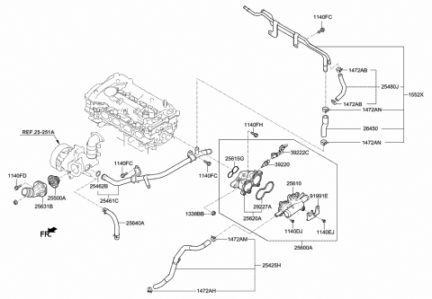 2020 Hyundai Ioniq Thermostat Assembly Diagram for 25500-03HB0